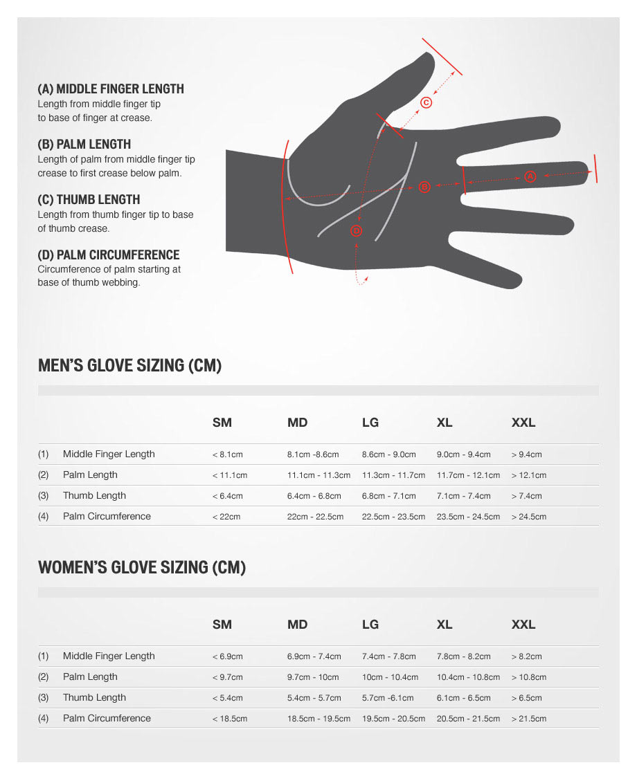 specialized gloves sizing chart 2013