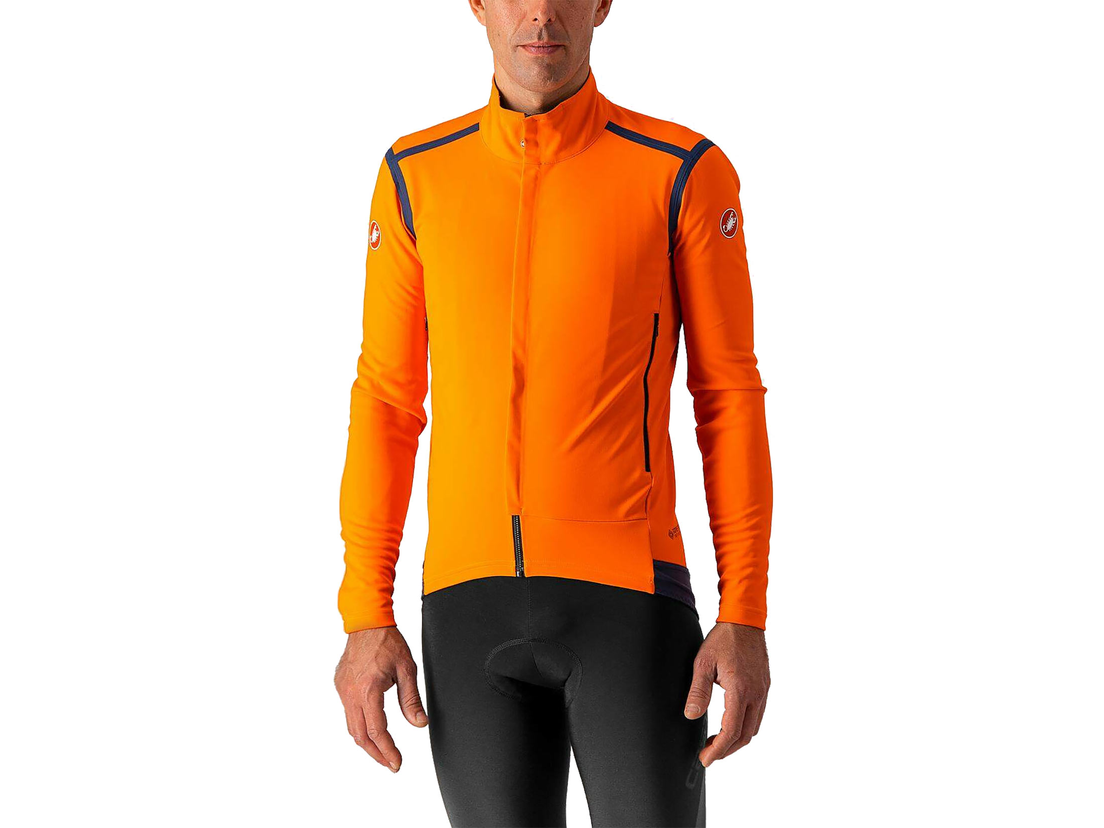 Castelli Perfetto RoS Long Sleeve Jacket - Brilliant Orange / Dark Steel Blue