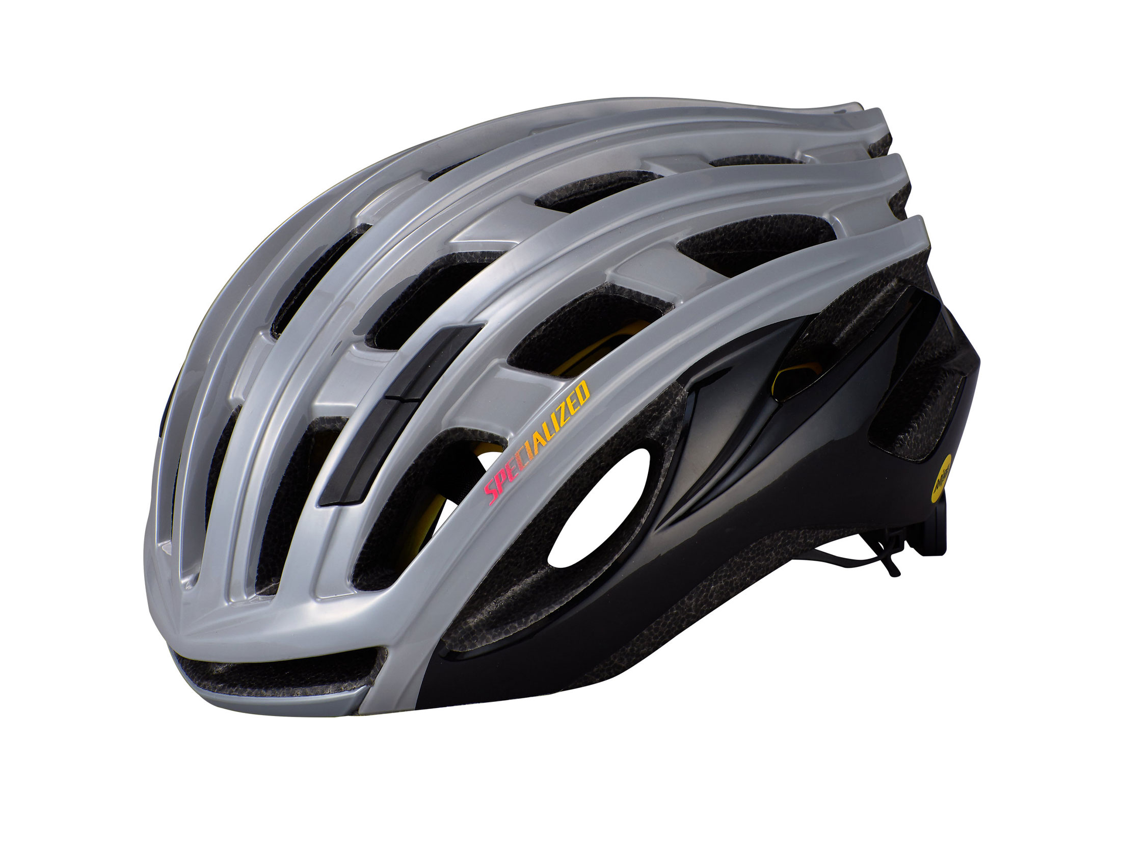 Specialized Propero III Helmet With ANGi - Cool Grey / Acid Pink / Golden Yellow